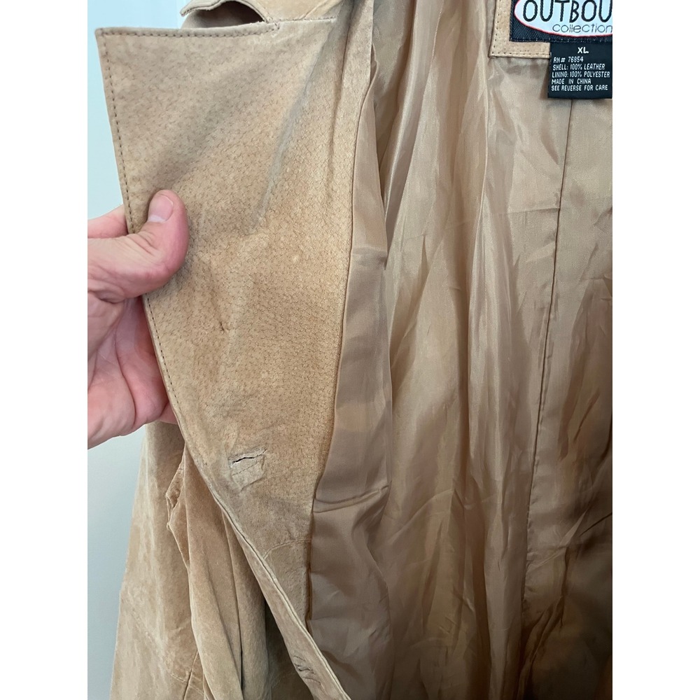 Outbound Collection Tan Suede Leather Belted Jacket - Picture 4 of 8